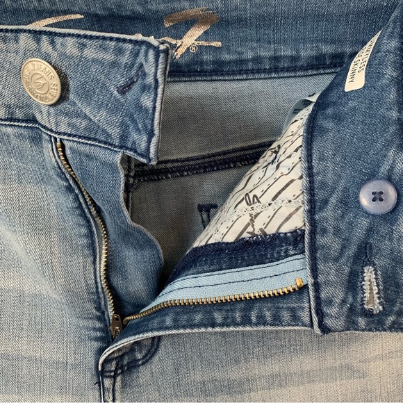 SIZE 14 SEVEN7 HIGH RISE TUMMYLESS LIGHT BLUE SKINNY JEAN FRAYED HEM - Picture 5 of 15